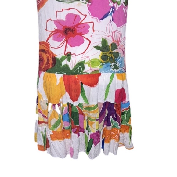 Jams World Hattie Tropical Floral Hawaiian Tiered Mini Dress - S - Picture 9 of 13